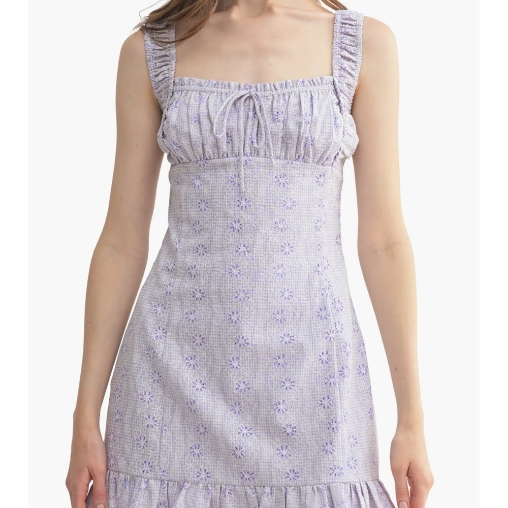 Purple Sleeveless Ruffle Dress L - Picture 6 of 7